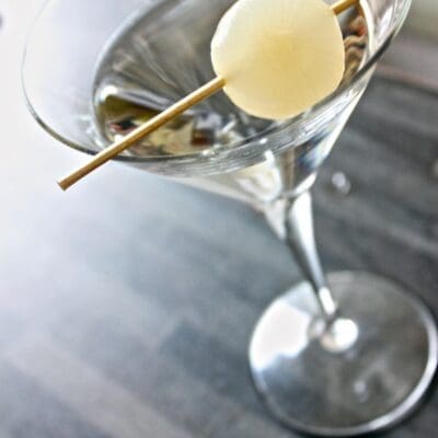 Gibson cocktail original recipe with gin, dry vermouth and pickled onion Martini