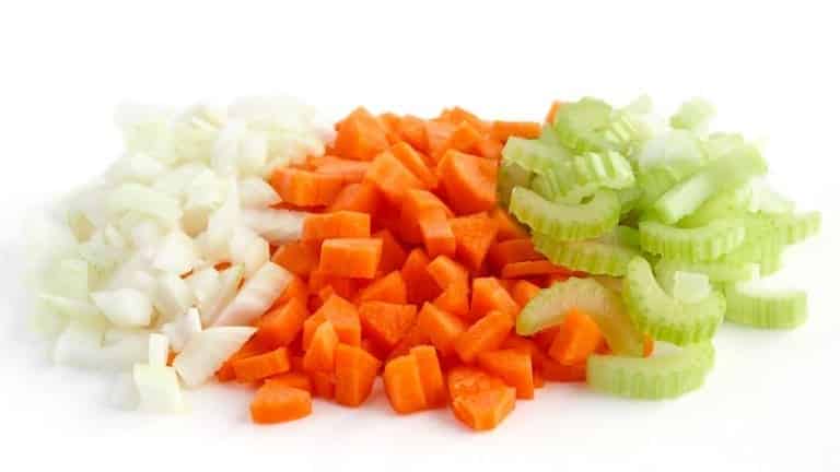 Vegetables for lamb sauce, onion, carrot, celery sauce ingredients for lamb ragù