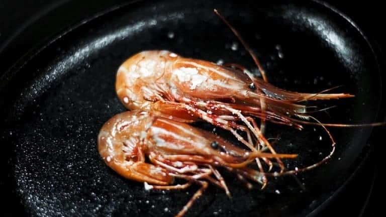 Pan fried shrimps, recipes with shrimps, pesto with shrimps. Italian food