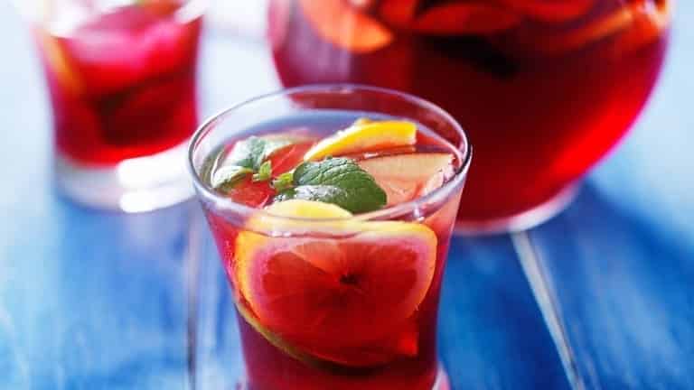 Spanish sangria original recipe, red sangria with cinnamon, port, sherry mint