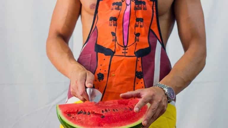 NAked Nick in the Kitchen, watermelon, watermelon and cheese salad, top recipe