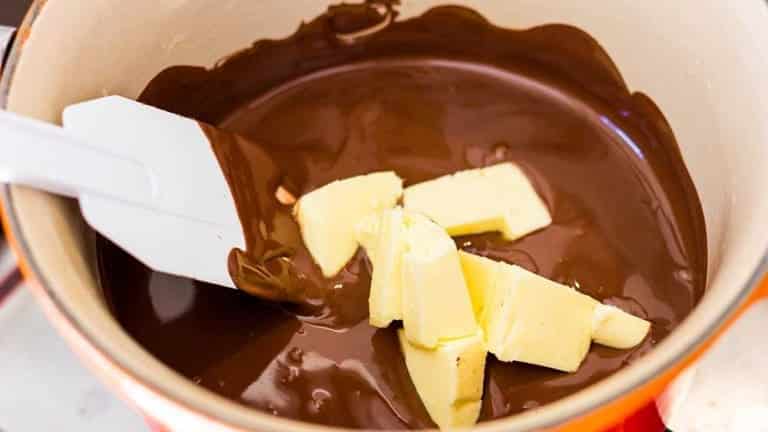 Chocolate ganache with butter and cream for making delicious chocolate truffles