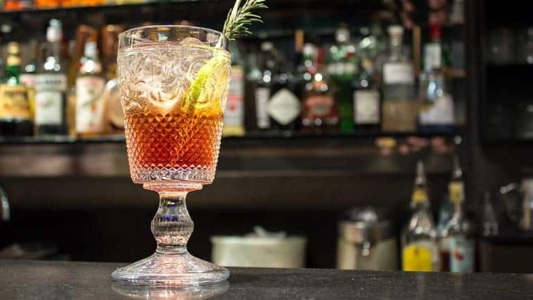 Alcoholic drink with tequila tonic rosemary and Cynar, new 2017 cocktail