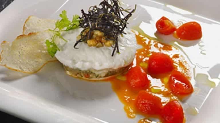 Parmigiana di pesce ricciola, burrata e melanzane