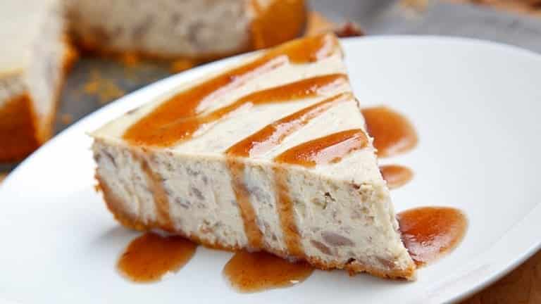 Chestnut Cheesecake. Choose a mellow, silky sweet wine like Moscato!