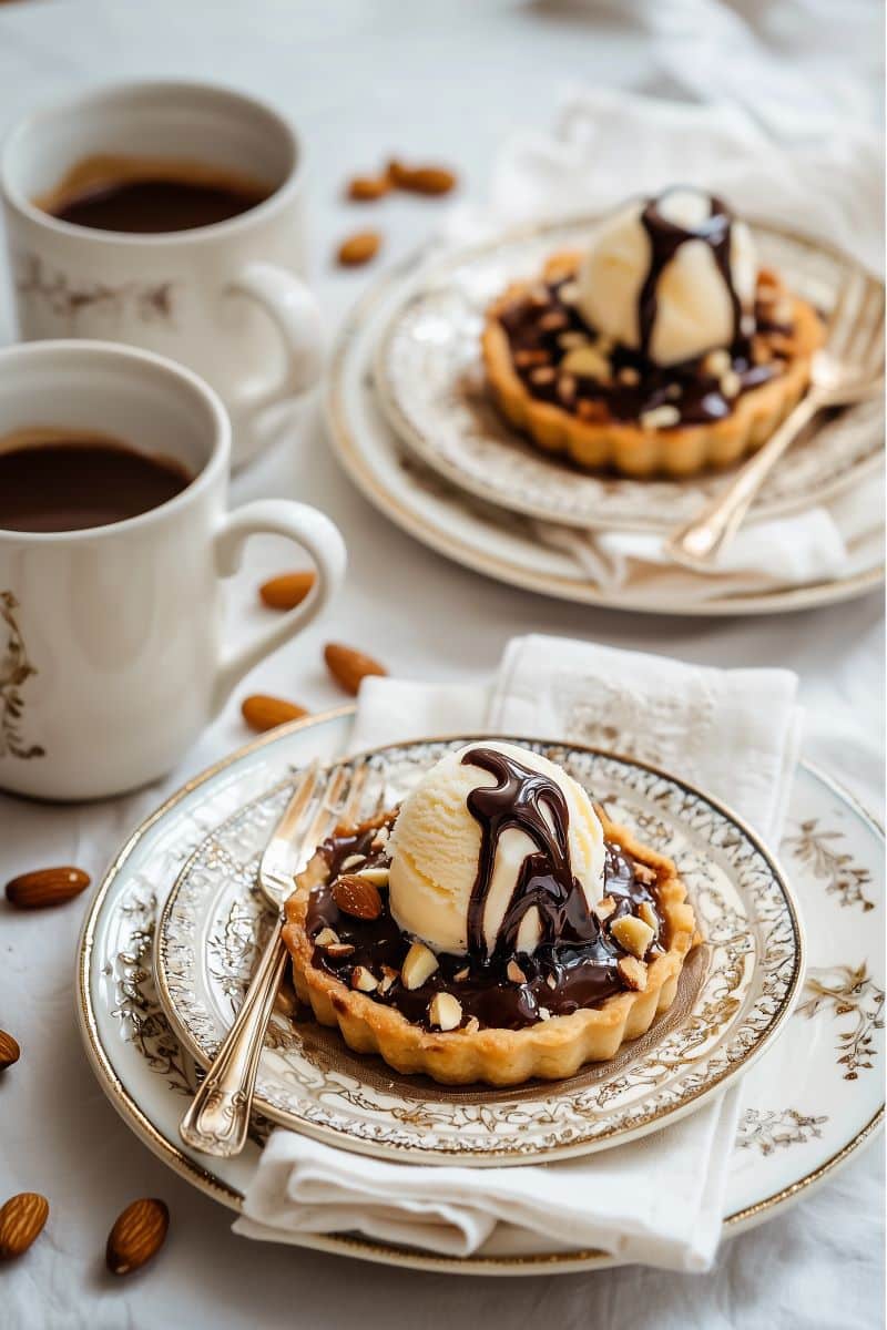 Crostatine al cioccolato con mandorle e gelato: la ricetta perfetta per fare il dolce del tè delle 5
