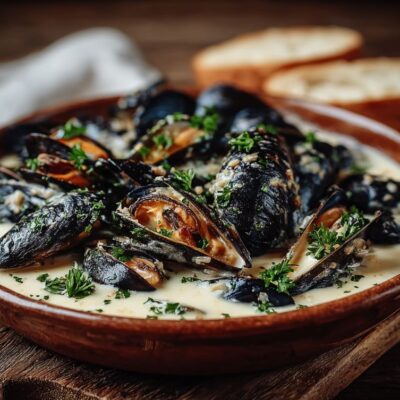 Moules à la crème Normande ricetta originale francese per fare le cozze con la panna