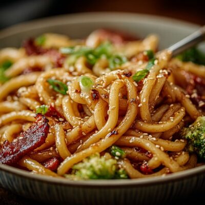 Udon con pancetta e broccoli: una ricetta giapponese per fare un primo piatto veloce e goloso