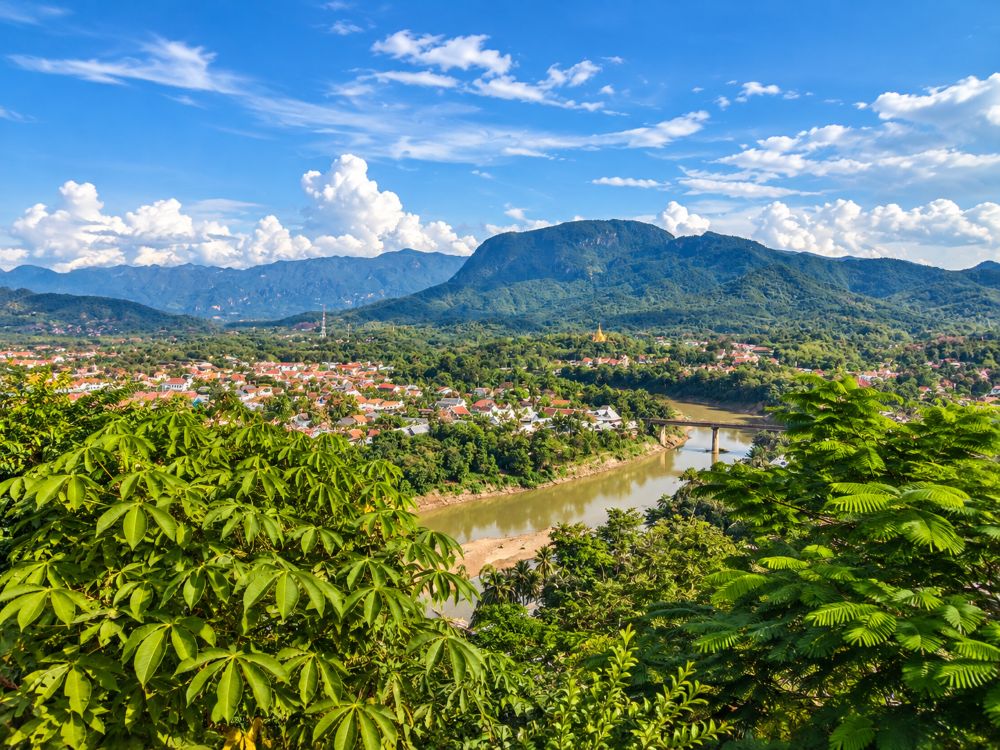 Luang Prabang Tropical landscape with river and mountains